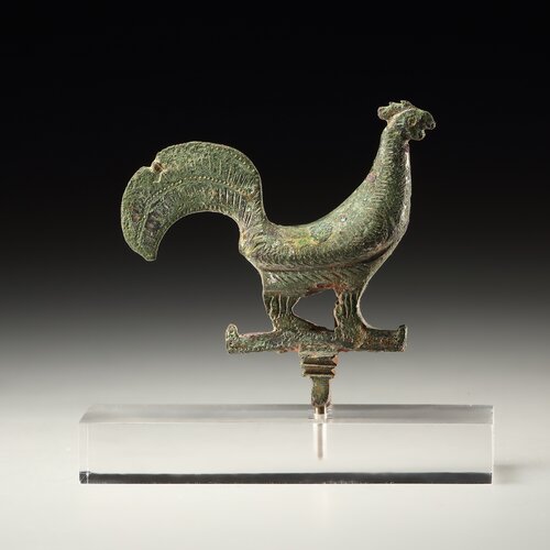 A Silver-Plated Applique of a Cock