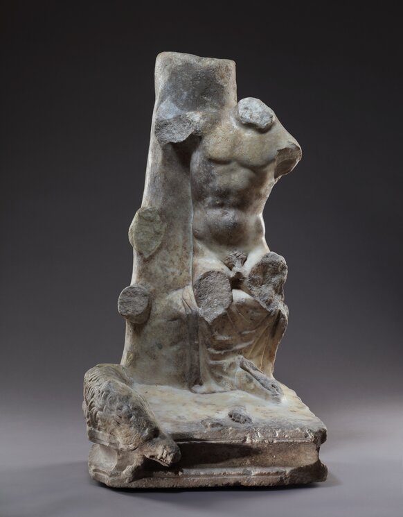 A Sculptural Group with Seated Youth (Branchus?) and Boar
